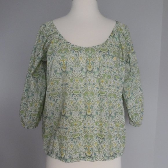J. Crew Liberty London Peasant Lodden Paisley Cotton Casual Shirt Top Blouse XS - Picture 2 of 12